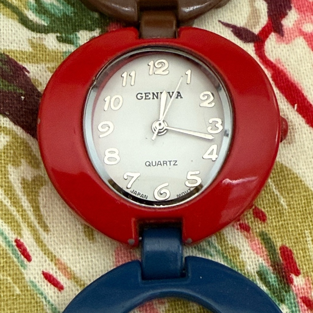 Geneva Quartz Enamel Bracelet Watch Mod Multi Color Style - Picture 5 of 5